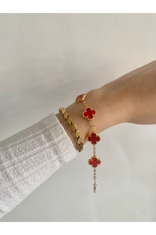 Üst Segment Çelik Yonca Bileklik - 5