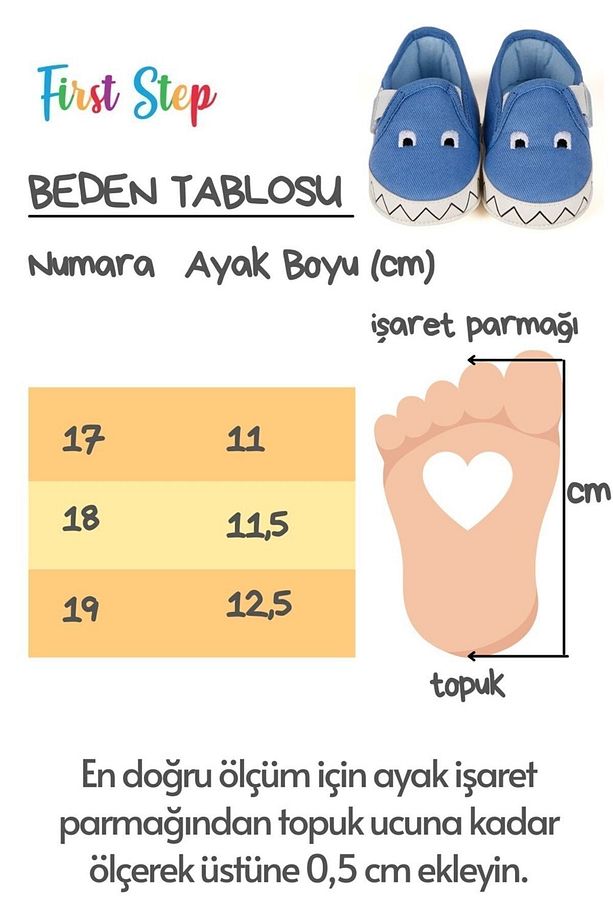 Mavi Canavar Nakışlı Bebek Cırtcırtlı Patik Ilk Adım Ayakkabısı - 8