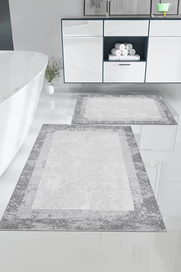 Olivia Digital Print Washable Non-Slip Sole 2-Piece Bath Mat Set 60x100-50x80