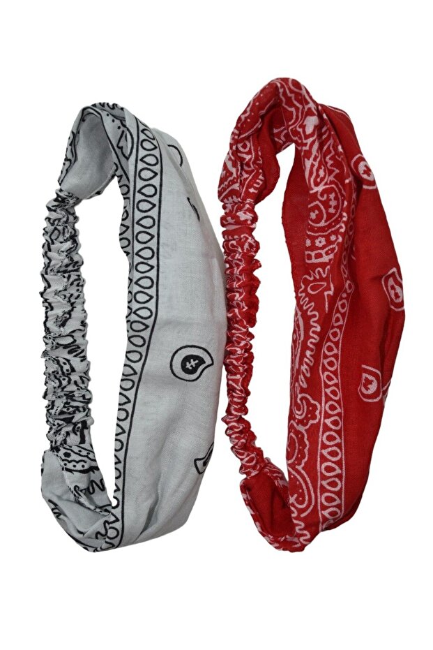 Scarf Patterned Elasticated Parachute Model Colorful Headband Set