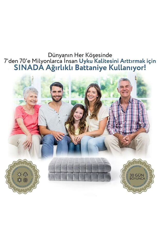 Ağırlıklı Battaniye Tek Kişilik Yorgan 8 Kg Mavi 155x215 %100 Pamuk 4 Mevsim Kullanılabilir - 7
