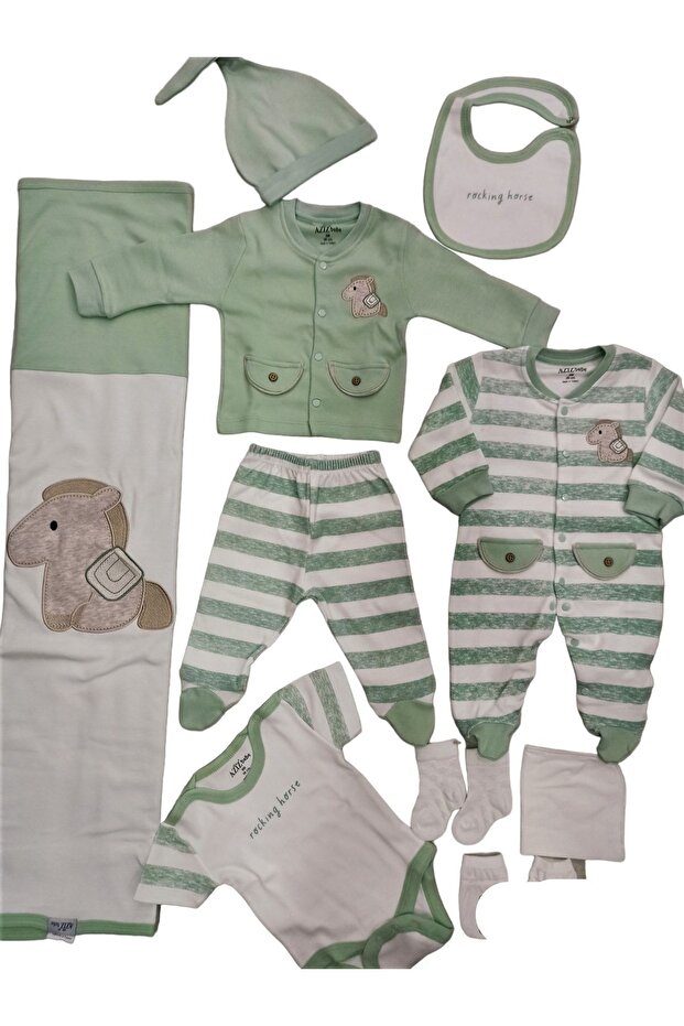 Sevimli At Desenli 10'lu Bebek Hastane Çıkışı Zıbın Seti - 3