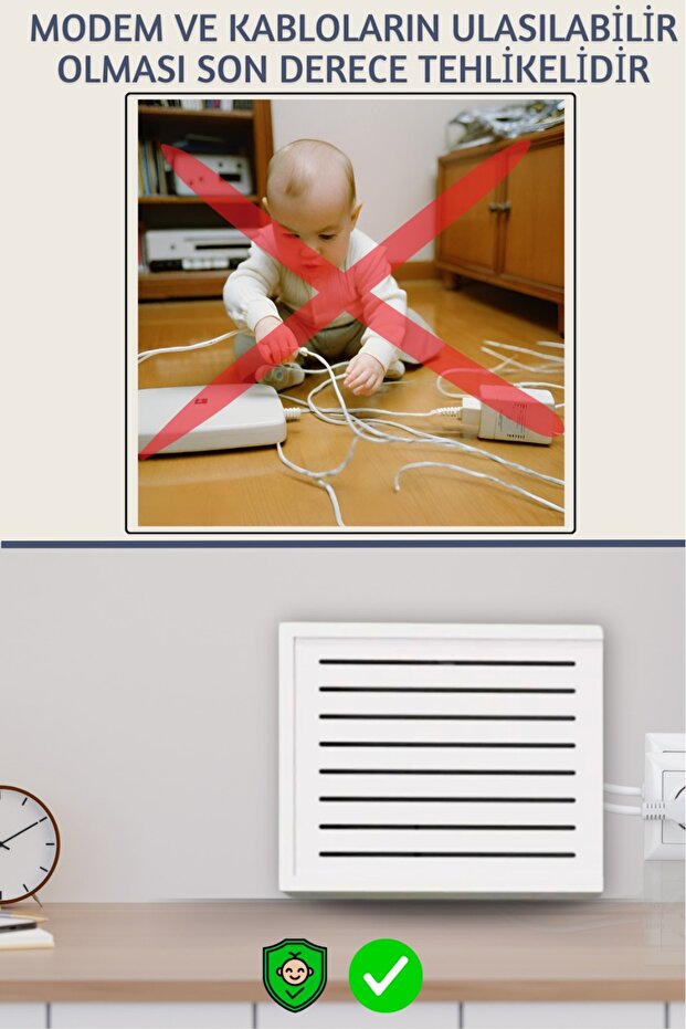 Modem Kutusu Izgaralı Modem Kutusu Saklama Gizleme Desenli Modem Saklama Kutusu - 4