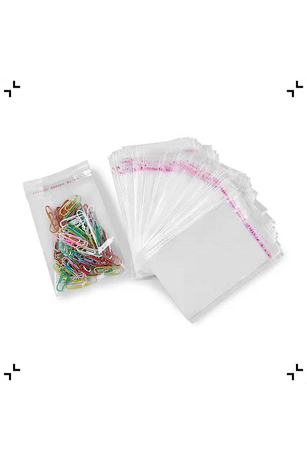 100 Adet 8x15cm Şeffaf Bantlı Poşet , Şeffaf Ambalaj Poşeti, E-ticaret Ambalaj - 5