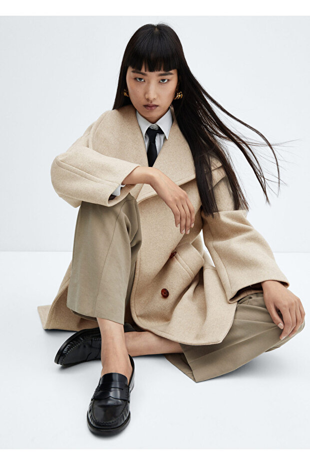 Płaszcz damski beżowy - 57078268 - 3