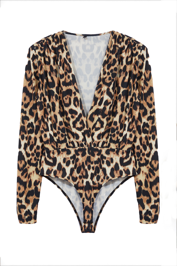 Çok Renkli Kruvaze Yaka Örme Body TPRAW22BD0161 - 7