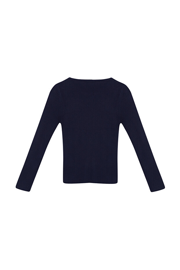 Marineblauer Basic Double Knit Pullover TWOAW25KZ00016 - 7