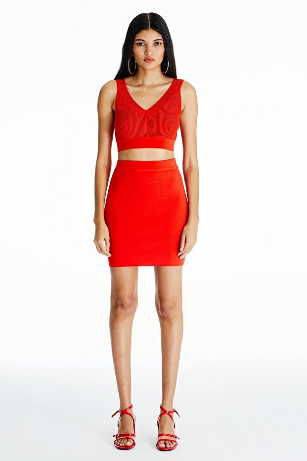 V Yaka Narçiçeği Triko Top - 2