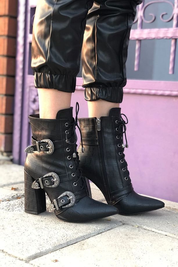 Siyah Kadın Bot & Bootie - 3