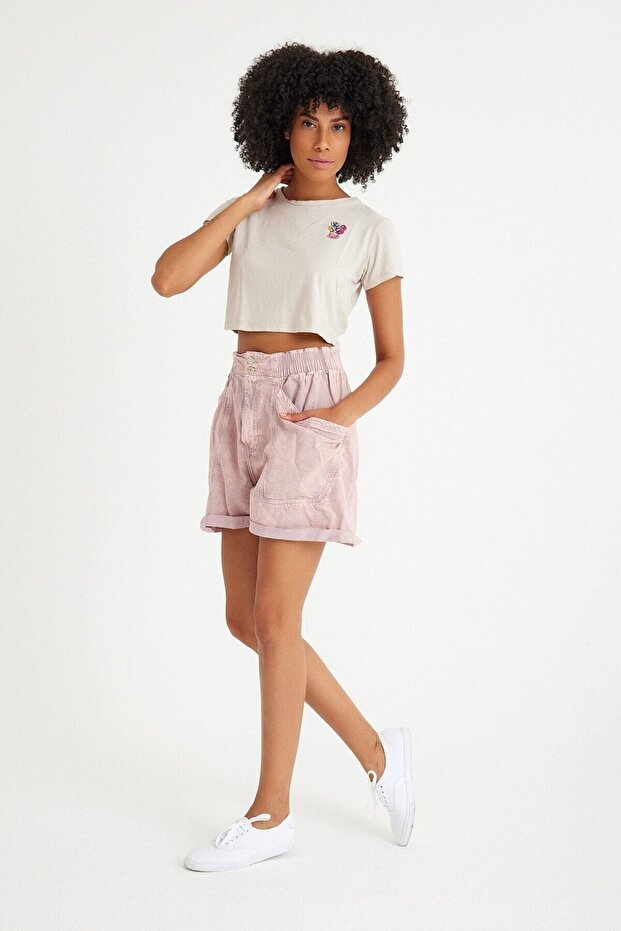 Lastikli Bel Kot Şort - 4