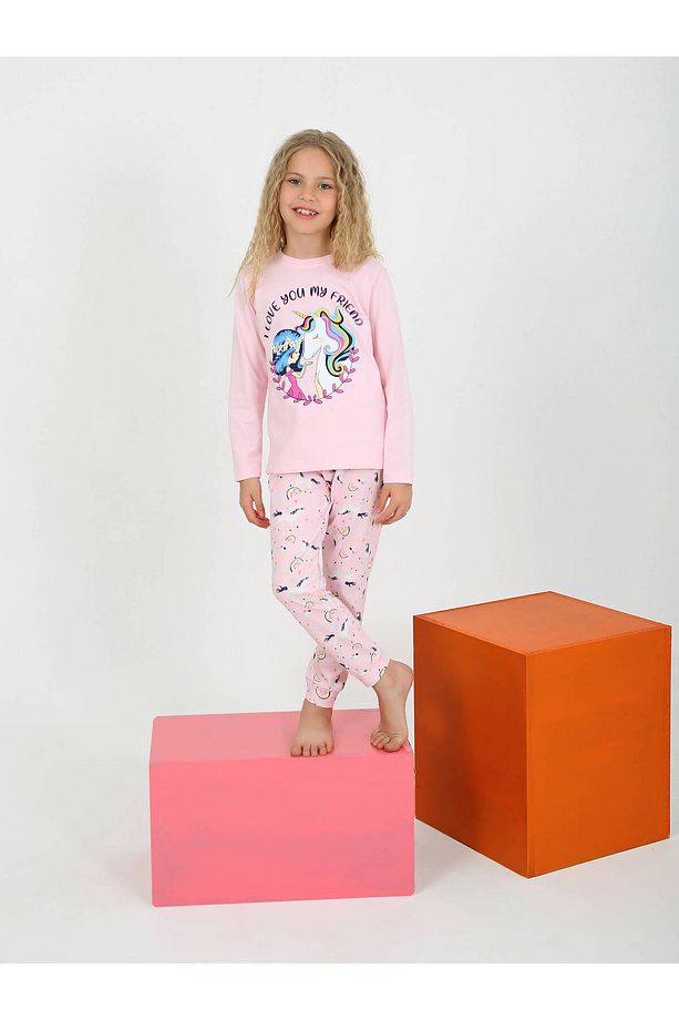 Kız Çocuk Uzun Kollu Pijama Takımı My Friend Unicorn - 3