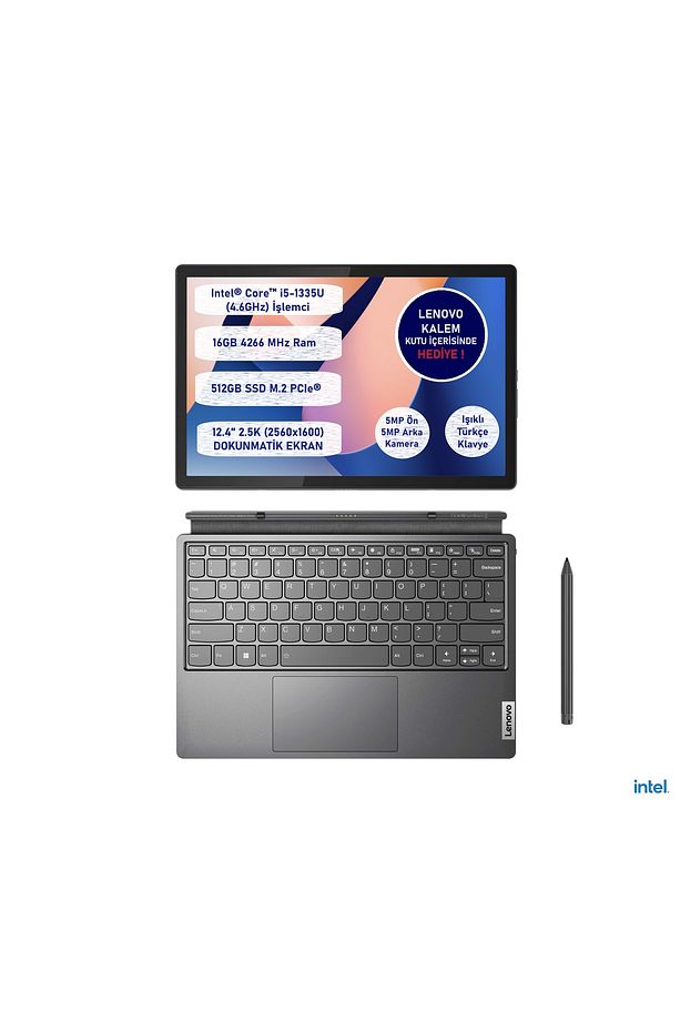 Ideapad Duet5 Intel Core™ I5-1335U 16GB 512SSD 12,4" 83B3006PTX Freedos Dokunmatik Bilgisayar - 1
