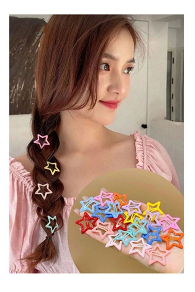 Kezban Textile 12 Pcs Straight Mixed Color Star Fenn Fenn Clasp