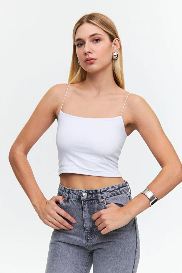 İp Askılı Crop Top Büstiyer Atlet - 3