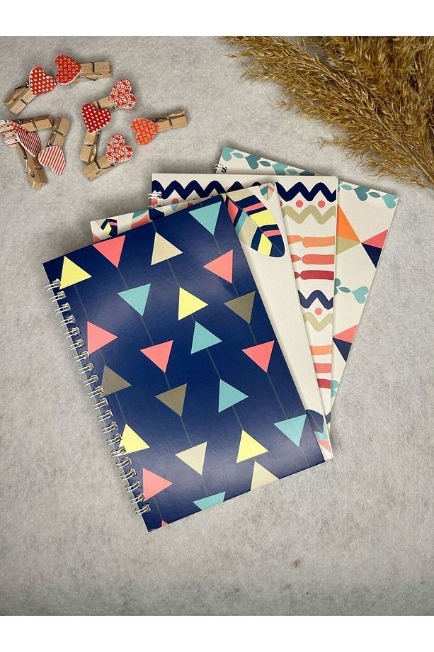 Spiralli Okul Defteri 13,5x20 cm 40 Yaprak 4'lü Set - Çizgili Defter - 1