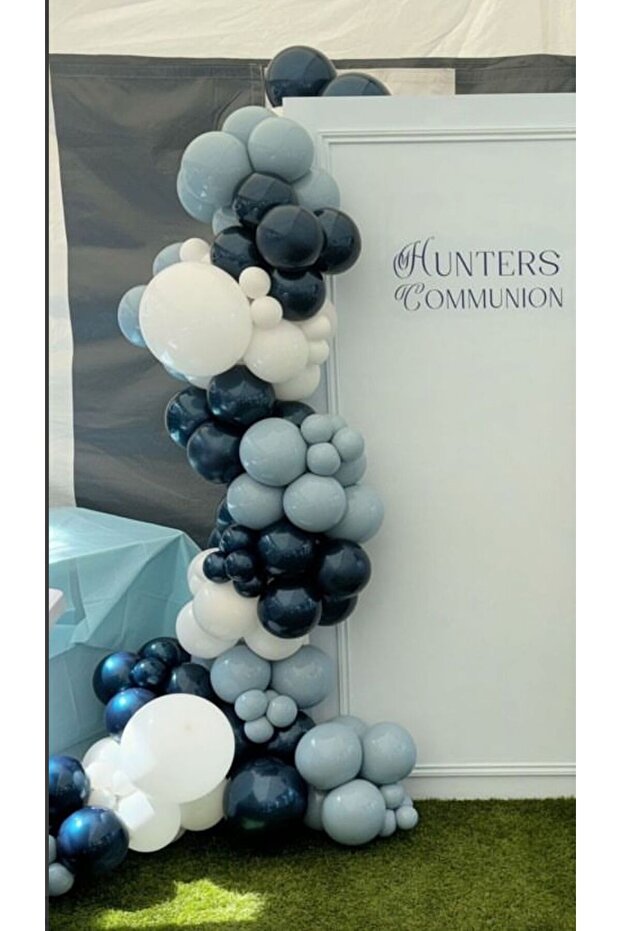 Midnight Blue White Storm Balloon Chain Set of 100