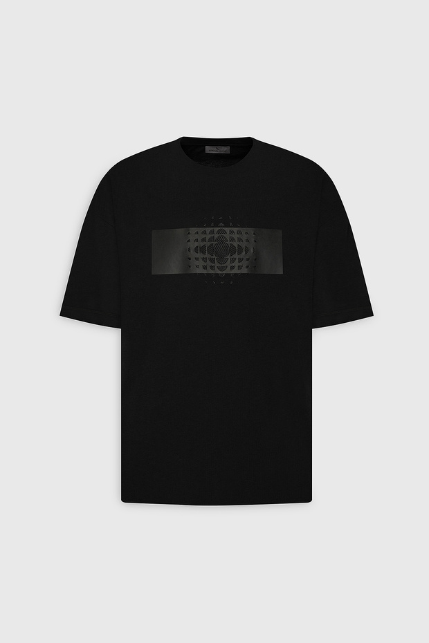 Modern Fit Rahat Kesim %100 Pamuk Baskılı Bisiklet Yaka Siyah Tişört - 6