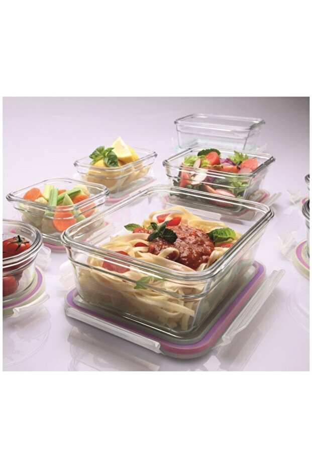 حاوية تخزين زجاجية مستطيلة 3 قطع - 7
