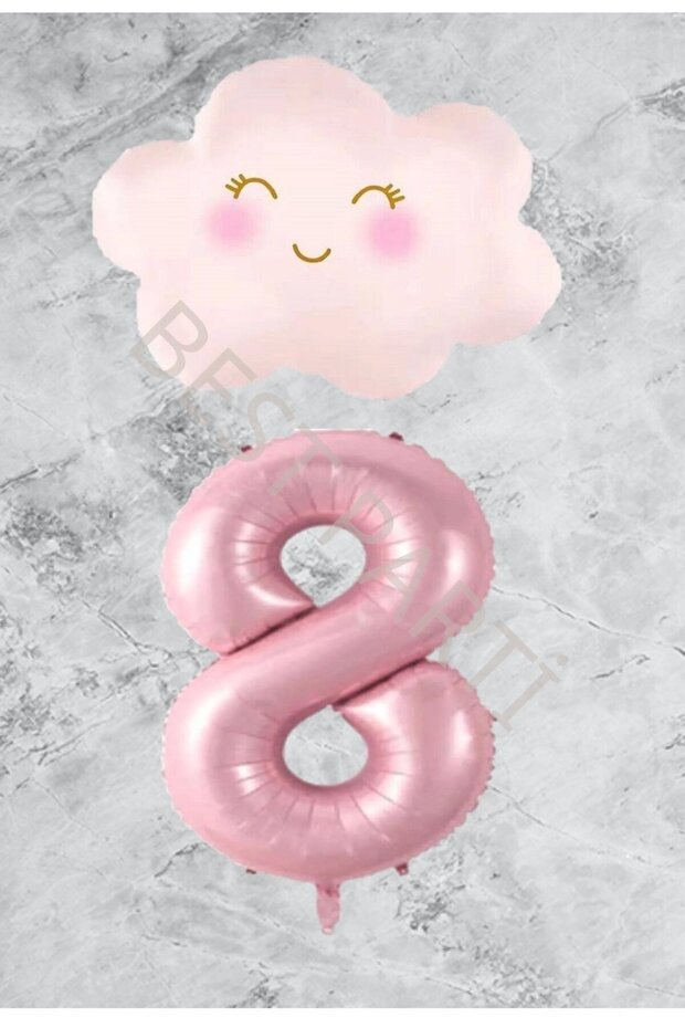 Age 8 Pink Number Cloud Foil Balloon Set