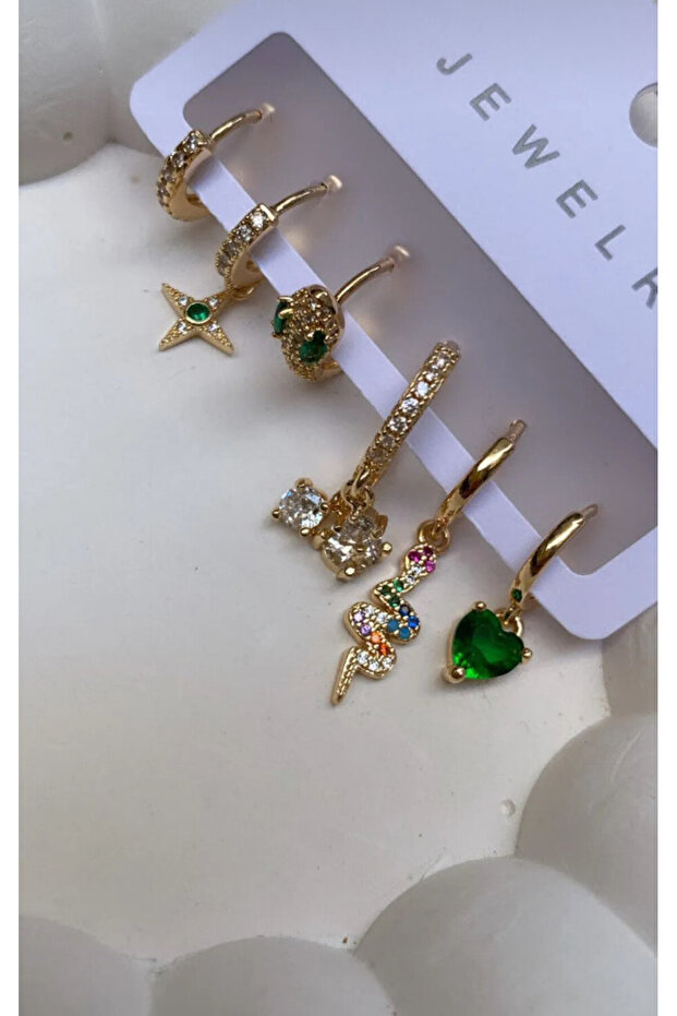 6lı Set Şık Çelik Küpe - 1