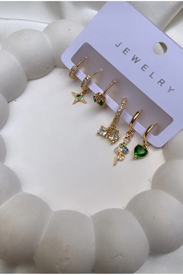 6lı Set Şık Çelik Küpe - 2