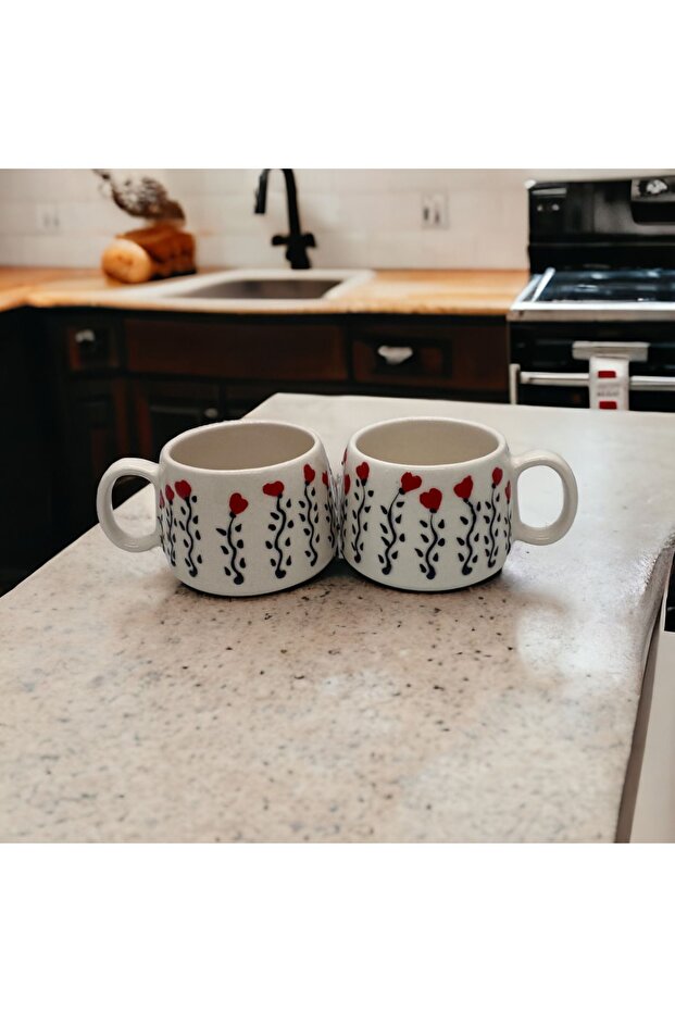 كأس القلب المصنوع يدويًا بنمط النقش من قطعتين - 2