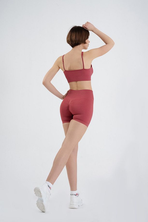 Push-up Detaylı V Fitilli Şort Takım - 3