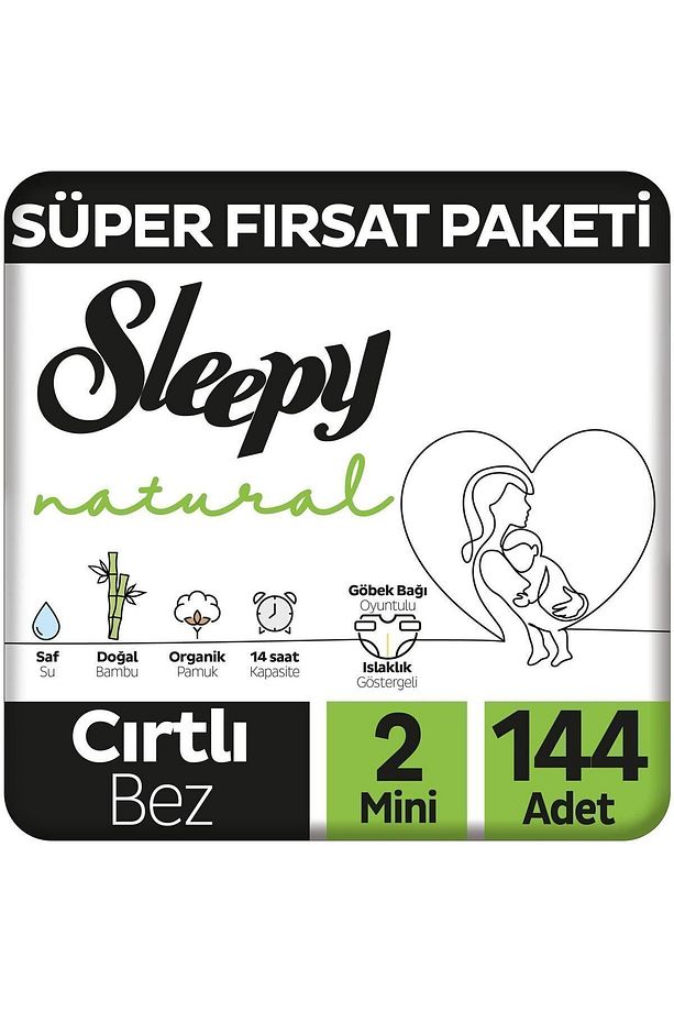 Natural Süper Fırsat Paketi Bebek Bezi 2 Numara Mini 144 Adet - 1