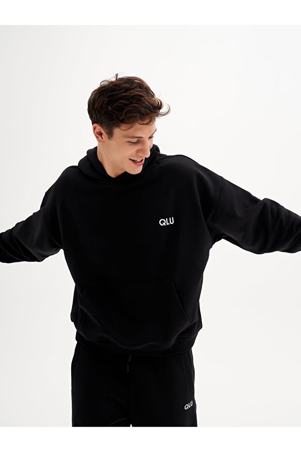 Infinity Collection Unisex Siyah Oversize Kapüşonlu - 2