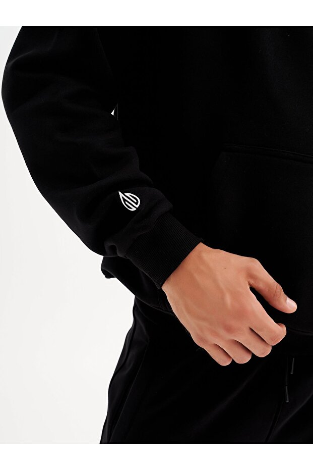 Infinity Collection Unisex Siyah Oversize Kapüşonlu - 5