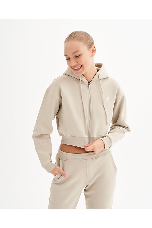 Infinity Kadın Vizon Crop Hırka - 2