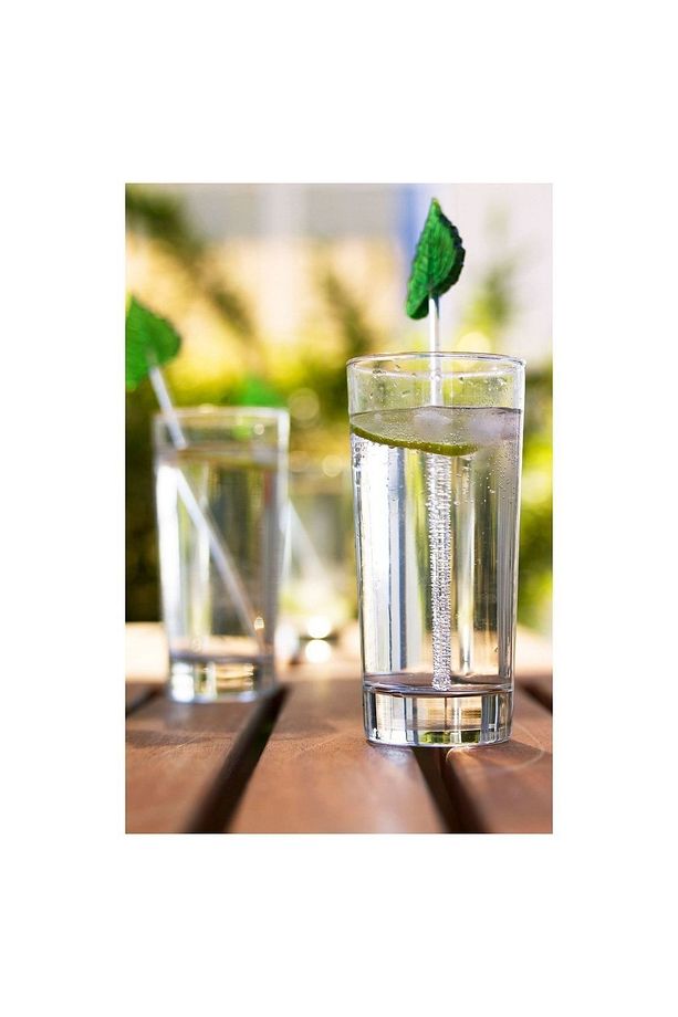 6 Adet Kokteyl Bardağı Yükseklik: 16 cm İkea 6'lı Set Uzun Su Meşrubat Bardağı Cam Bardak 400 ml - 1