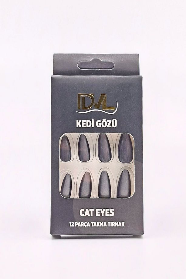 Kedi Gözü 12'li Takma Tırnak - Cat Eyes (Yansımalı) Kendinden Yapışkanlı Takma Tırnak Seti - 5