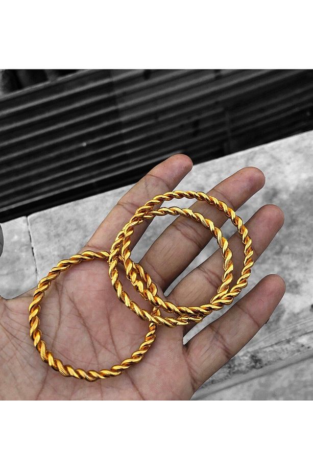 Altın Kaplama 2 Telli Burma Bilezik Modeli 2  Adet Fiyatıdır (Kız-Bebek Çocukları içindir) - 5