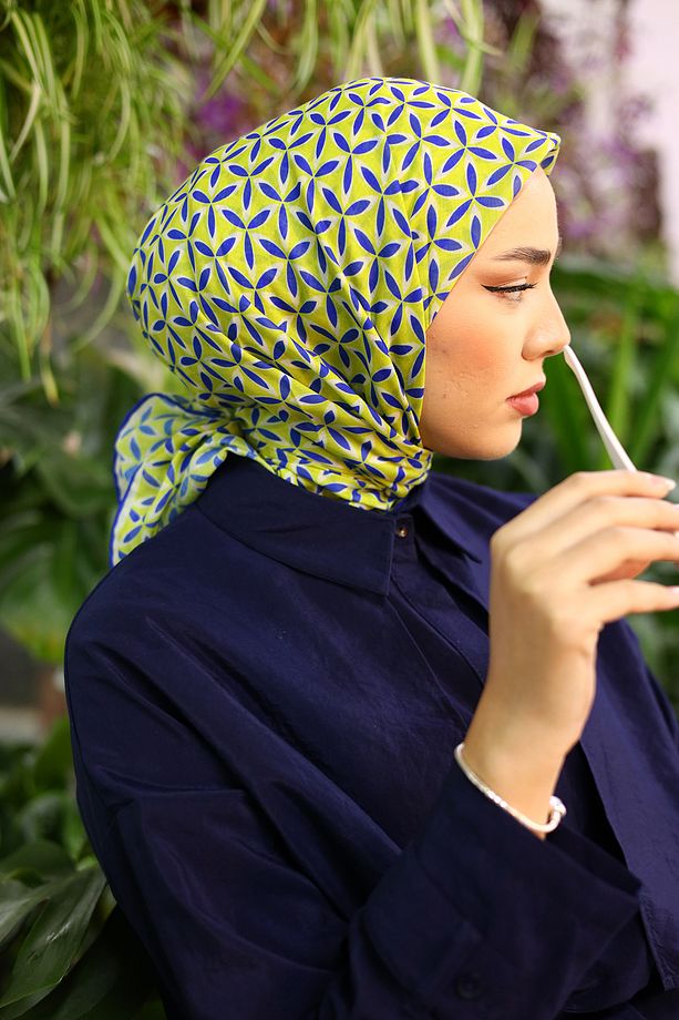 Desenli Soft Eşarp - İnce Pamuklu Çiçek Desenli Başörtü - 7