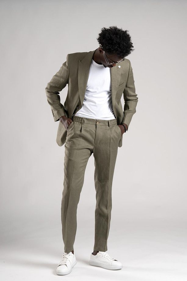 SİR Regular Fit Yarım Astarlı %100 Linen (Keten) Kumaş Takım Elbise - 1