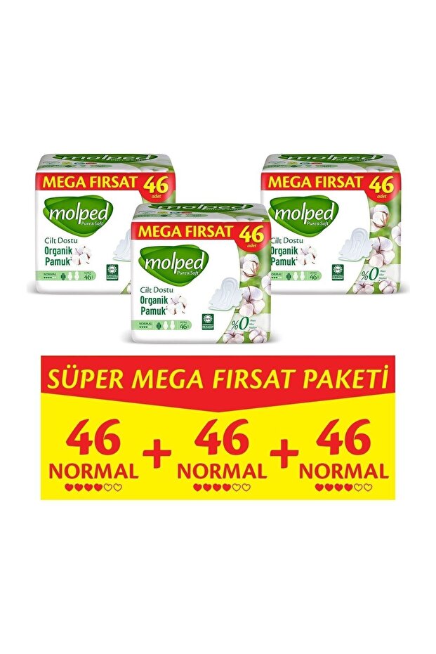 Molped Pure Soft Hijyenik Ped Normal Süper Mega Paket 46 Lı X 3 Adett