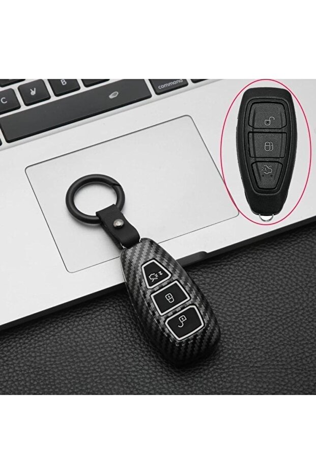 F O R D دخول بدون مفتاح مادة الكربون حافظة مفاتيح سوداء