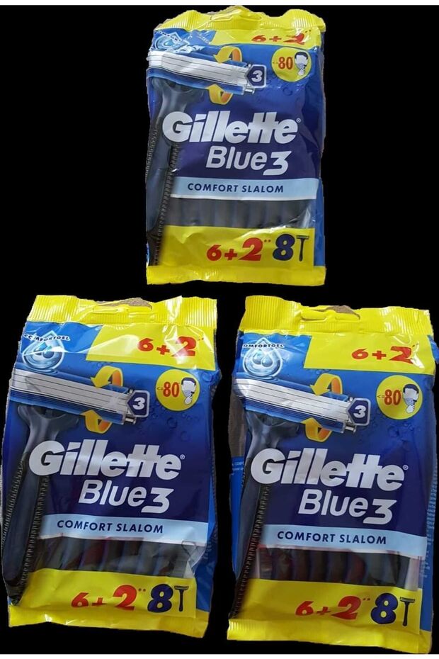 شفرات حلاقة Blue3 Comfort Slalom Kullan مكونة من 8 قطع / 3 عبوات