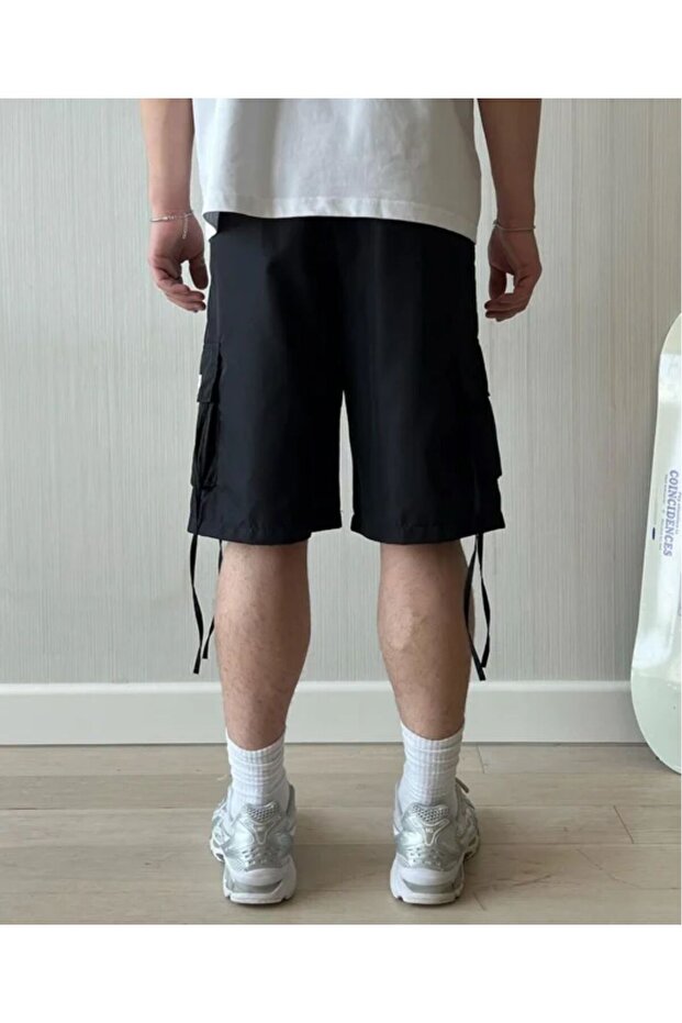 UNİSEX PARAŞÜT ŞORT SİYAH - 3