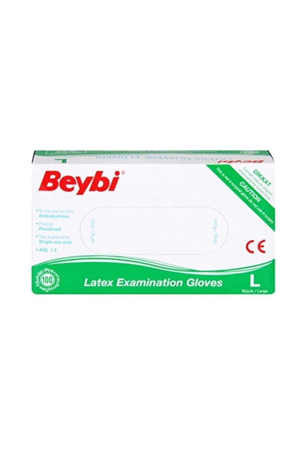 Beybi Powdered Latex Gloves (L) Pack of 100