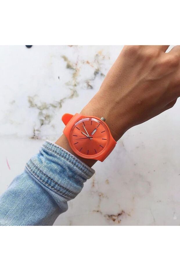 Unisex Wristwatch with Silicone Cord Calendar - Orange