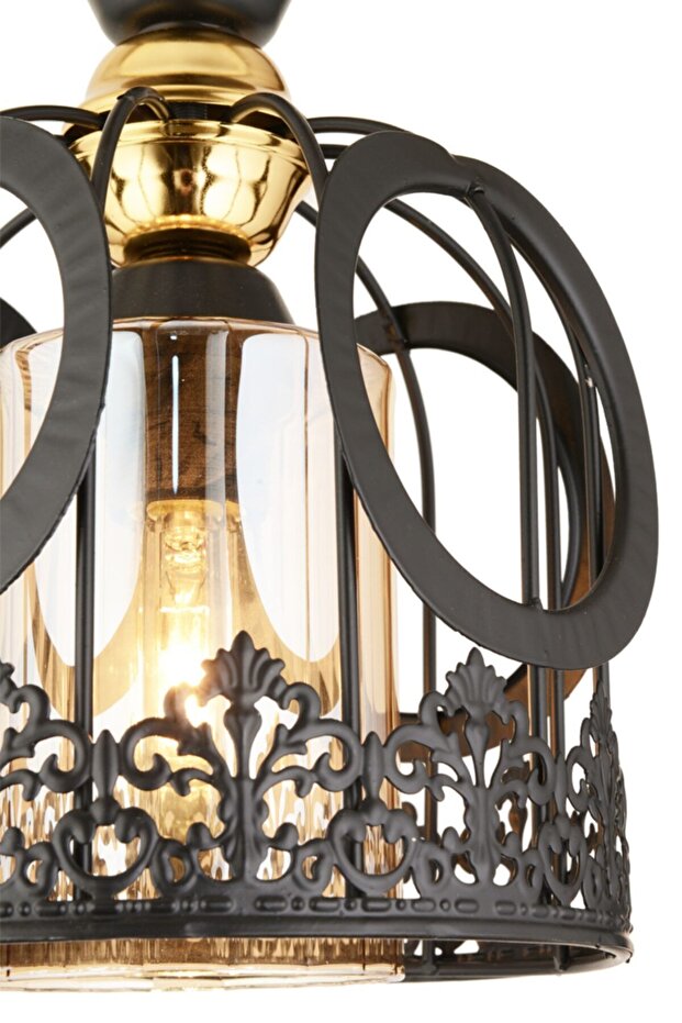 Tekli Dantel Siyah Modern Aşağı Bakan Avize - 3