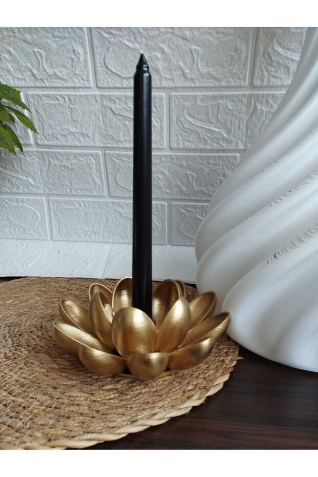 2 Li Nilüfer Şamdan Mumluk - 15cm Ev Masa Dekorasyon - 2