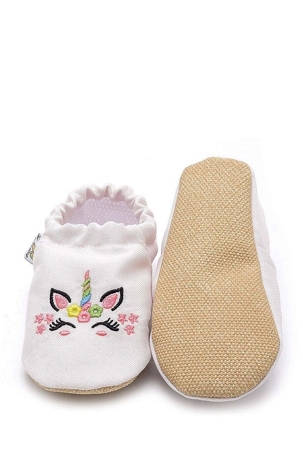Unicorn Kaydırmaz Taban Bebek Yazlık Patik Beyaz , Ev Botu Terliği Kreş Ayakkabısı Panduf F-824 - 4