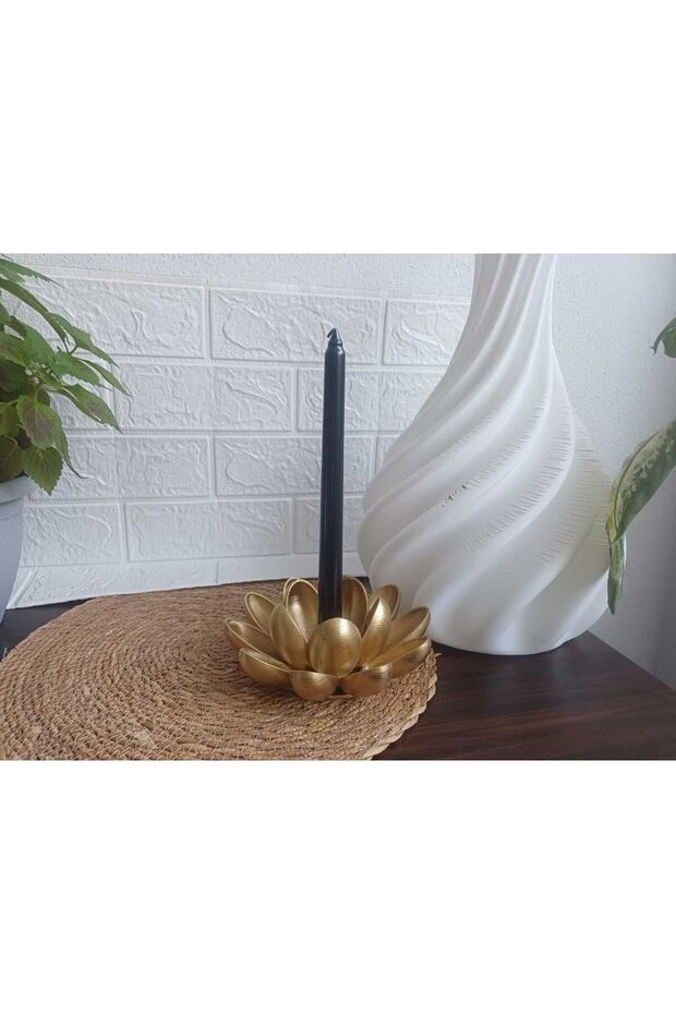 2 Li Nilüfer Şamdan Mumluk - 15cm Ev Masa Dekorasyon - 3