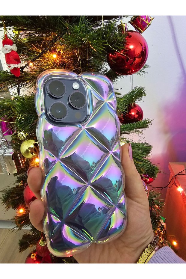 iPhone 14 Pro Max Crystal Diamond Pattern Transparent Gradient Silicone Case