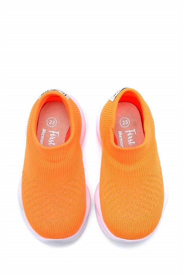 Ultra Hafif Memory Foam Iç Taban Çocuk Triko Spor Ayakkabı Neon Turuncu-m-1002 - 3