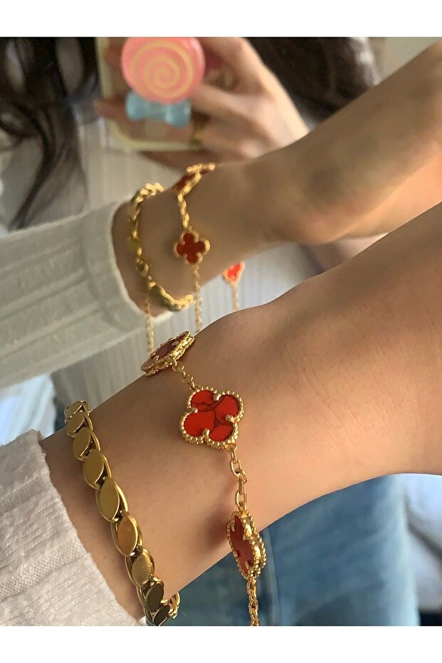 Üst Segment Çelik Yonca Bileklik - 6