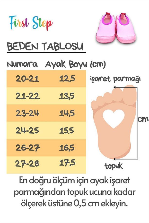 Pembe Kız Çocuk Kaydırmaz Taban Deniz Ayakkabısı-F-7048 - 7